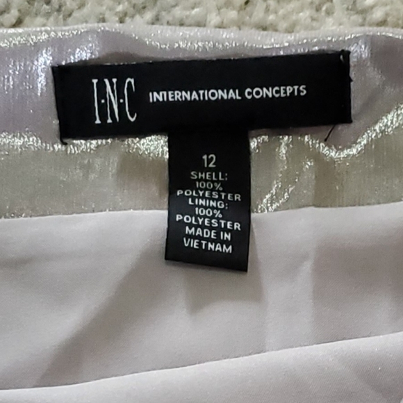 INC International Concepts Metallic Glam Refresh Draped Mini Skirt Silver 12 - Picture 6 of 7